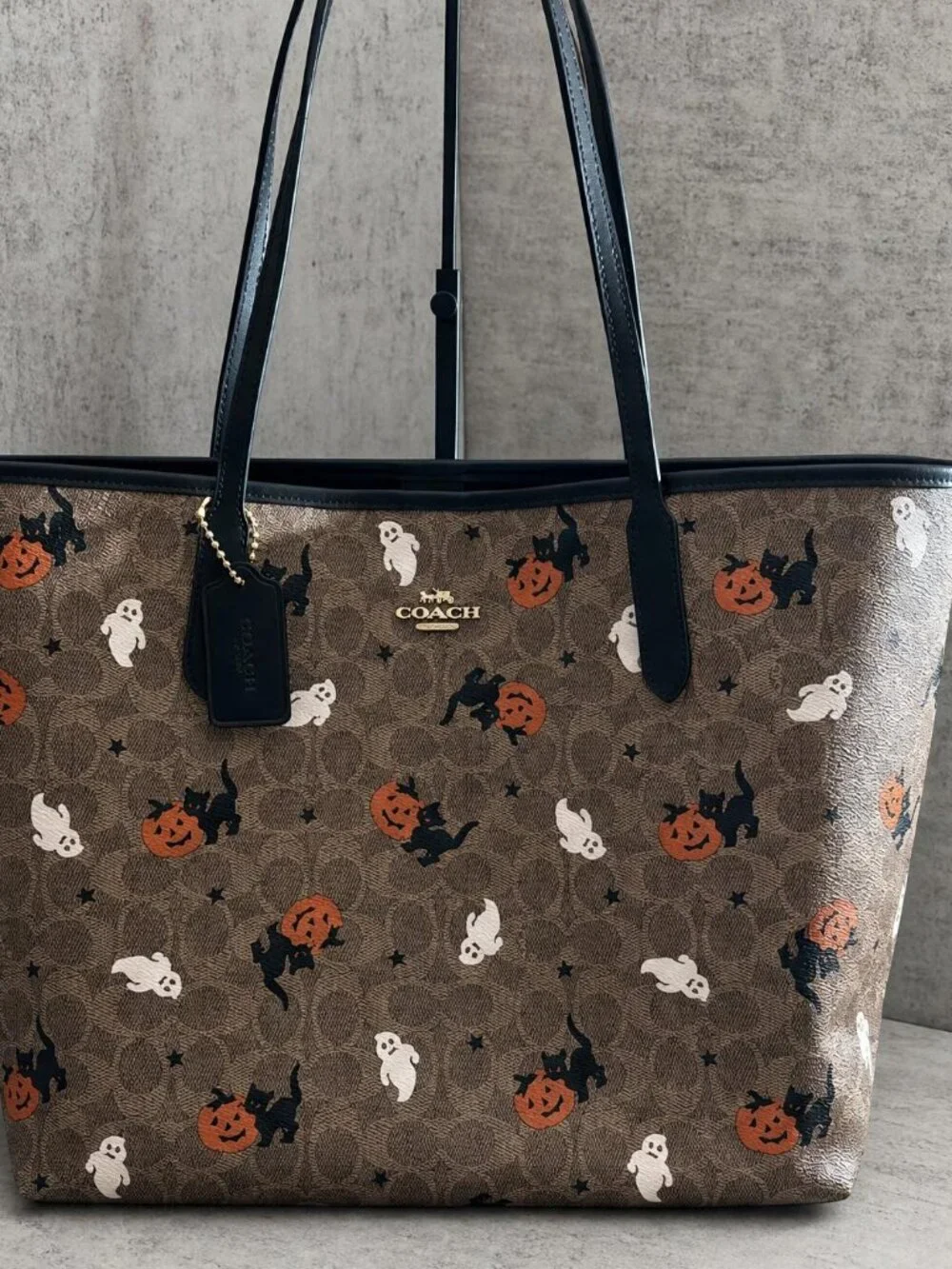 Coach City Tote In Signature Canvas With Halloween Print